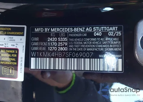 2025 Mercedes-Benz Cle 300 4Matic z USA, uszkodzony, nr VIN W1KMK4HB7SF069007